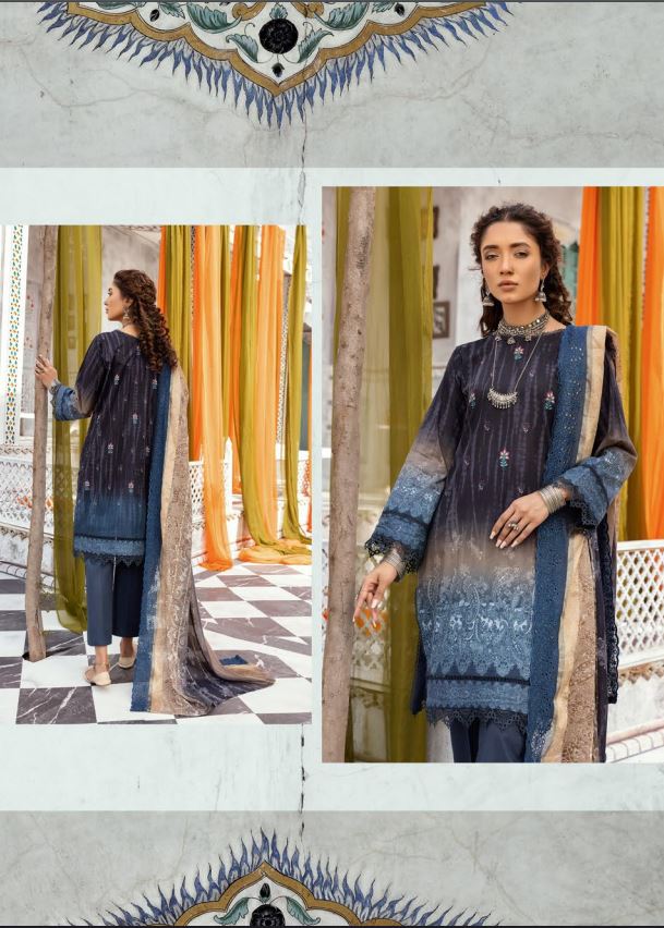 Zarkis Exclusive Printed lawn Embroidered By Riaz Arts  03