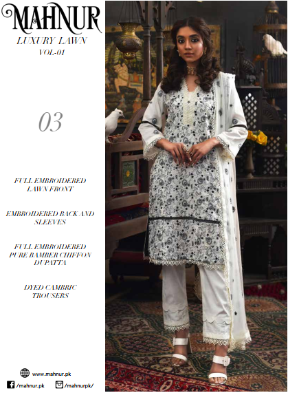 Mahnur Luxury Lawn Vol-01 Collection D-03