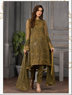 Jasper Suiting Embroidered Net Suits Unstitched 3 Piece D-04