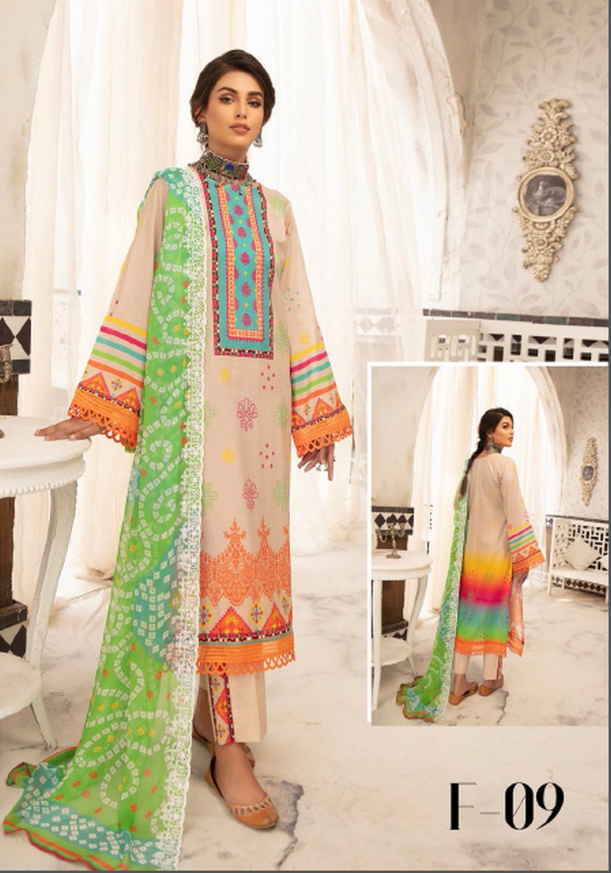 Fitoor by Nur printed Lawn Unstitched 3Piece suit F-09